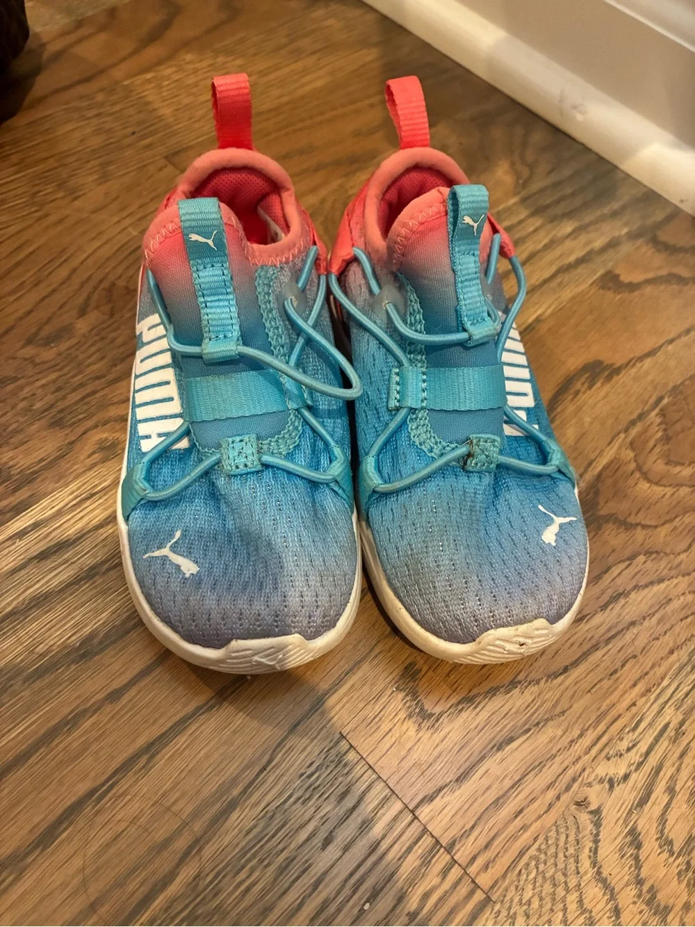 Puma Kids' Blue Pink Gradient Slip-On Athletic Shoes